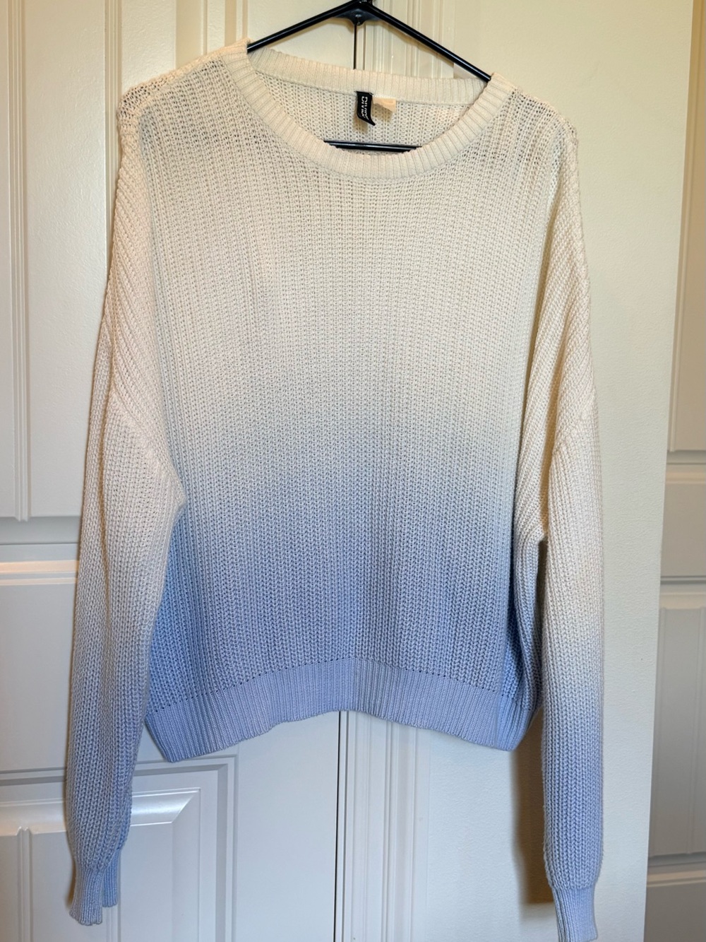 H&M Cream to Light Blue Ombre Crewneck Sweater
